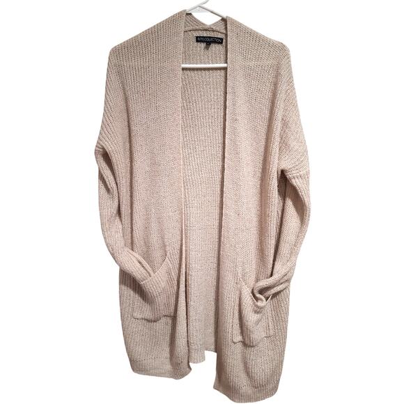 Elite Collection Beige Open Front Cardigan Sweater Large L - Picture 5 of 6